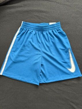 Nike Bright Blue Athletic Shorts with White Swoosh
